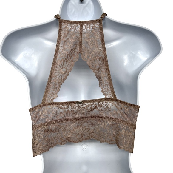 PINK VS Bralette Padded Mauve Lace High Neck  Sz S - Picture 5 of 7